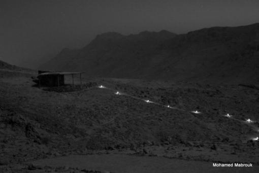 Rooms in moon-light with photocells lights on paths for every room
