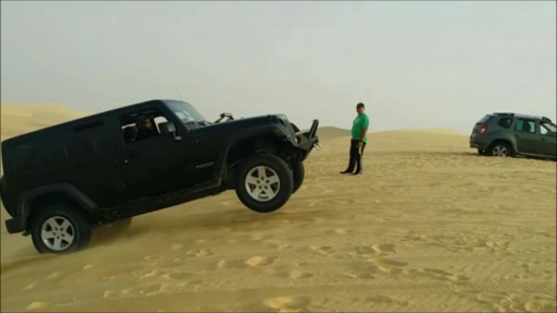 Caption: This is part of learning your limits. Engines have to be used carefully. Jeep Wranglers are NOT designed to make high jumps like, say Rally Cars, so you learn your limits.